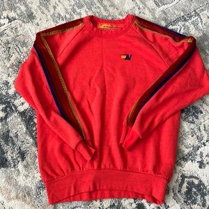 Aviator Nation Red Velvet Stripe Pullover Sweatshirt XS